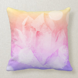 Almofada Cristal de quartzo cor-de-rosa do falso do *~* &