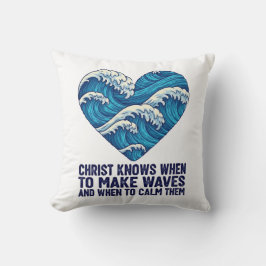 Almofada Cristo azul oceânico e design de ondas