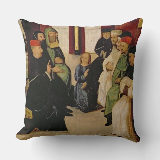 Almofada Cristo entre os doutores (óleo no painel) (Frente)