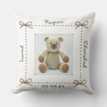 Crochet Teddy Bear Nursery Cushion Personalizado