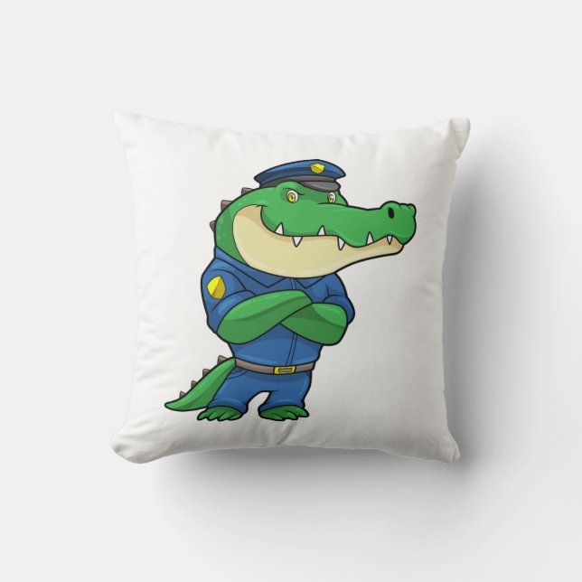 Almofada Crocodilo como agente da polícia com uniforme (Frente)