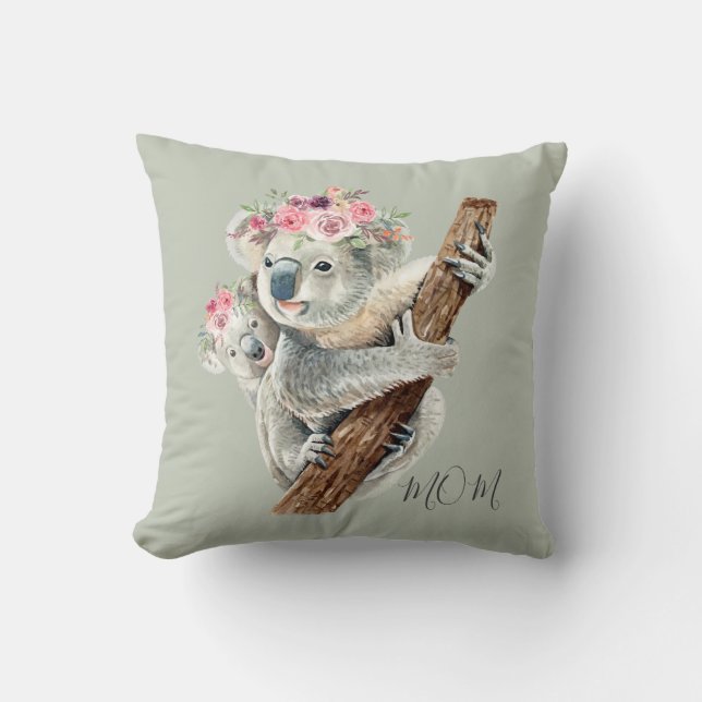 Almofada Crote Moderna Floral Koala Personalizado (Frente)