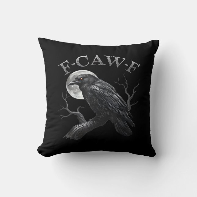 Almofada Crow F-Caw-F Funny Bird Moon Gothic Adult Humor Cl (Frente)