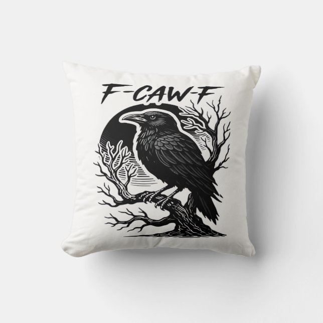 Almofada Crow F-Caw-F Gothic Humor Funny (Frente)