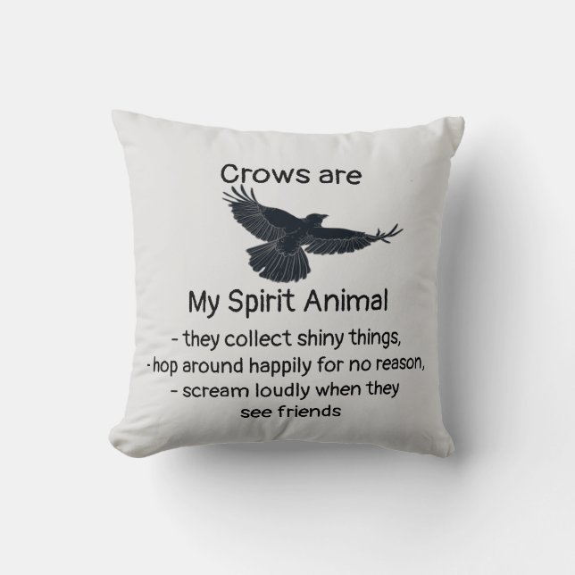 Almofada Crows Bird Spirit Humor Quote Totem (Frente)