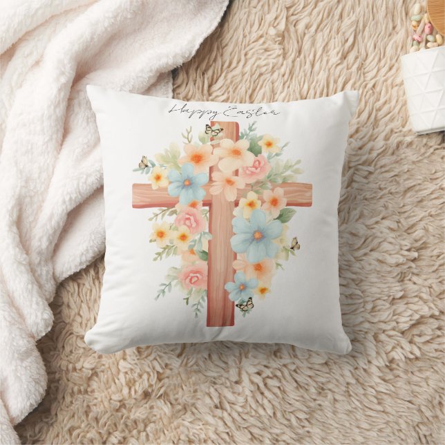 Almofada Crucifixo de Páscoa Personalizado em Aquarela (Cobertor)