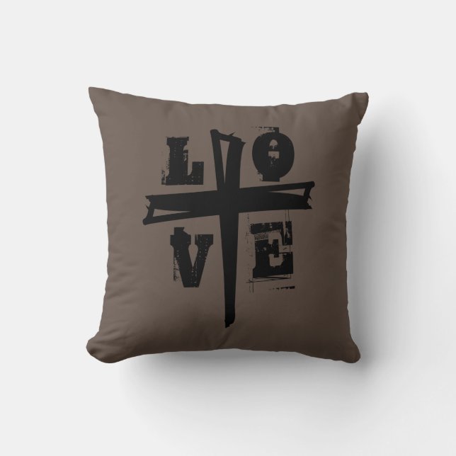 Almofada Cruz natural com letras de AMOR | (Frente)