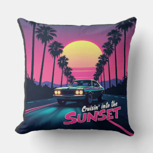 Almofada Cruzando ao pôr do sol - Unidade retrô dos anos 80