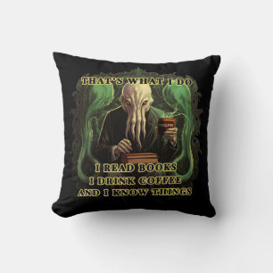 Almofada Cthulhu Eu leio livros Eu bebo café Eu sei coisas