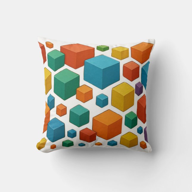 Almofada Cubes galore on white Throw Cushion (Frente)