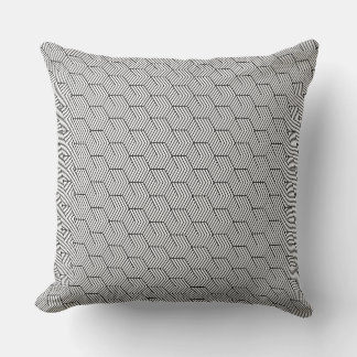 Almofada Cubo de Linha de Padrão Preto Geometria Simples