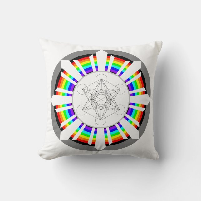 Almofada Cubo de Metatron Prisma de Arco-Íris (Frente)