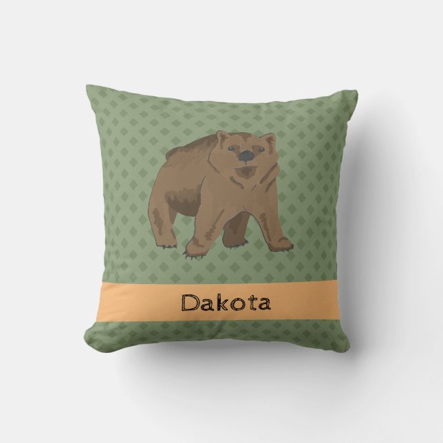 Almofada Cubo De Urso Marrom Da Madeira Cura (Frente)