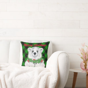 Almofada Cubo de urso polar de Natal, filhote de urso branc