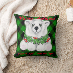 Almofada Cubo de urso polar de Natal, filhote de urso branc