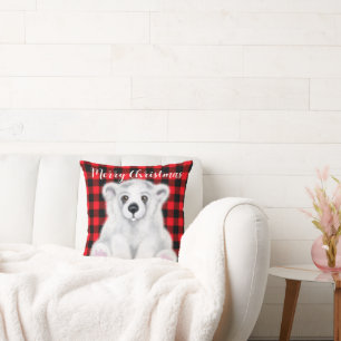 Almofada Cubo de urso polar de Natal, filhote de urso branc