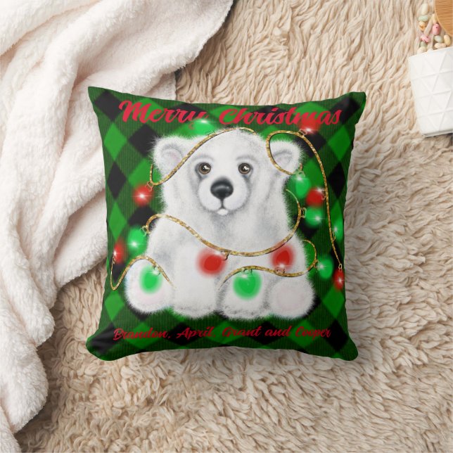 Almofada Cubo de urso polar de Natal, filhote de urso Papai (Cobertor)