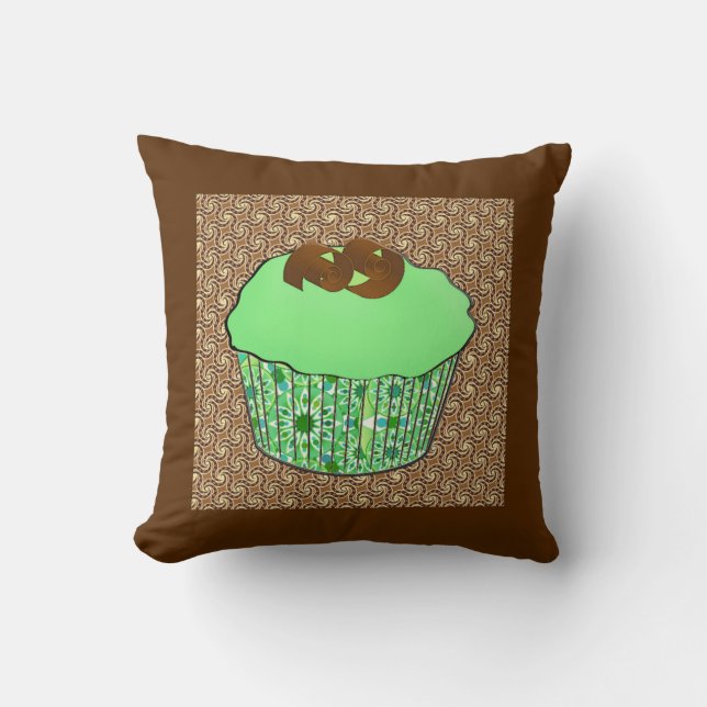Almofada Cupcake de Chocolate com Creme de Hortelã, Fundo F (Frente)