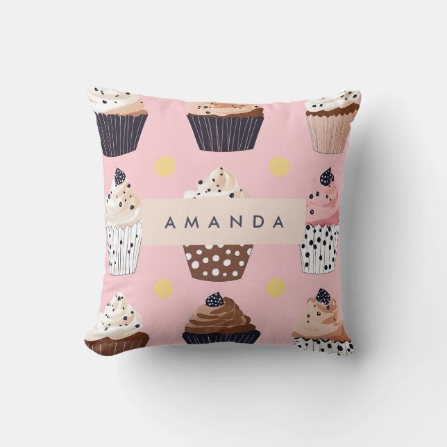 Almofada Cupcake doçoso personalizado monograma (Frente)