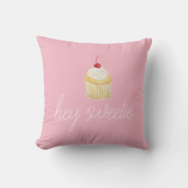 Almofada Cupcake Rosa Ei Docinho Personalizar Travesseiro (Frente)