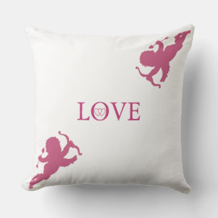 Almofada Cupidos elegantes em dourado rosa sobre Branco
