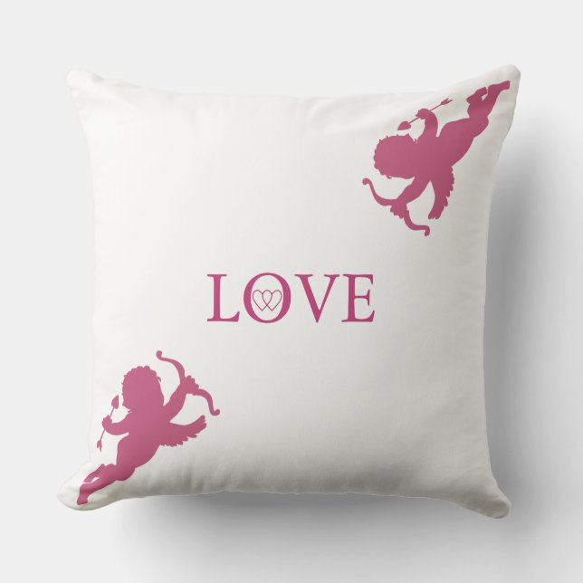 Almofada Cupidos elegantes em dourado rosa sobre Branco (Frente)