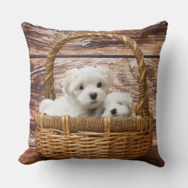 Almofada Cuppies Brancos Numa Cesta