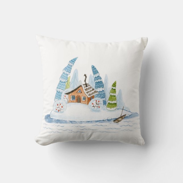 Almofada Cura de Natal de uma casa de inverno (Frente)