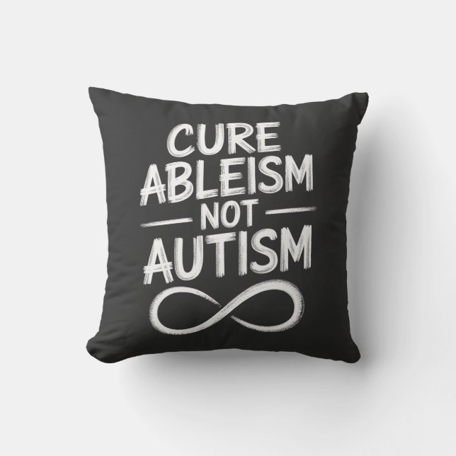 Almofada Cure Ableism Not Autism Calkboard Style Cotação (Frente)
