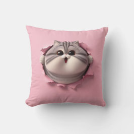 Almofada Curioso Gato Chubby Pionando Papel Rosa