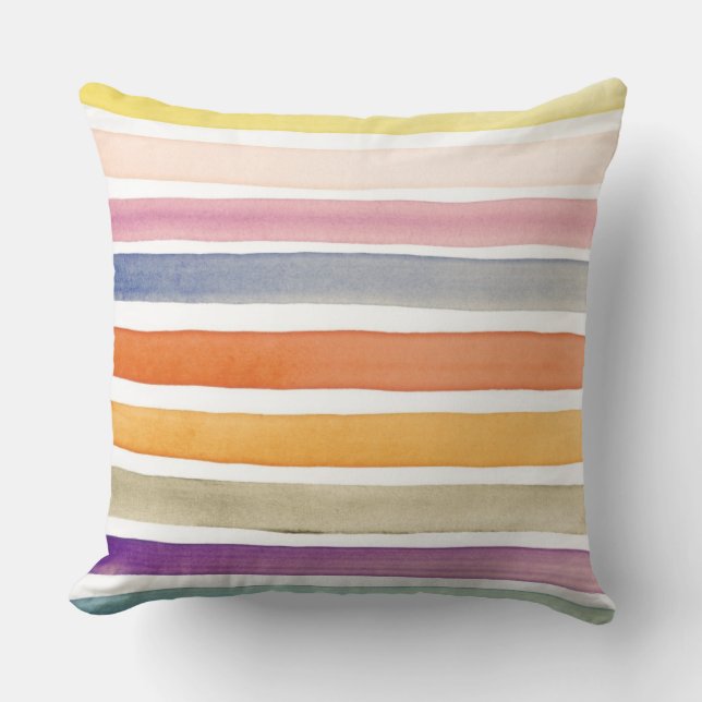 Almofada Cursos pintados mão da escova da aguarela, (Frente)