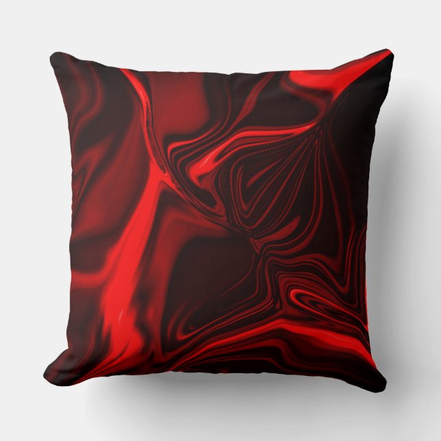 Almofada Curvas claras, vermelhas e escuras, sobre fundo es (Frente)
