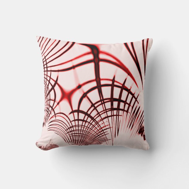 Almofada Curvas vermelhas e castanhas cruzadas sobre fundo  (Frente)