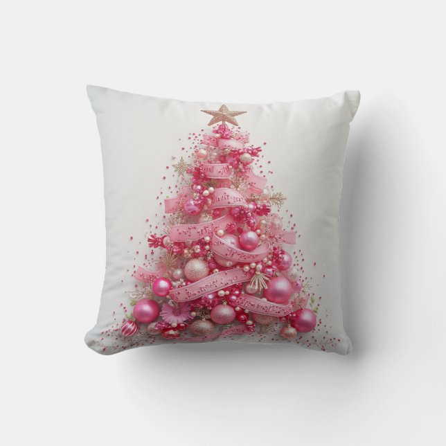 Almofada Cusha de Árvore de Fita Rosa (Frente)