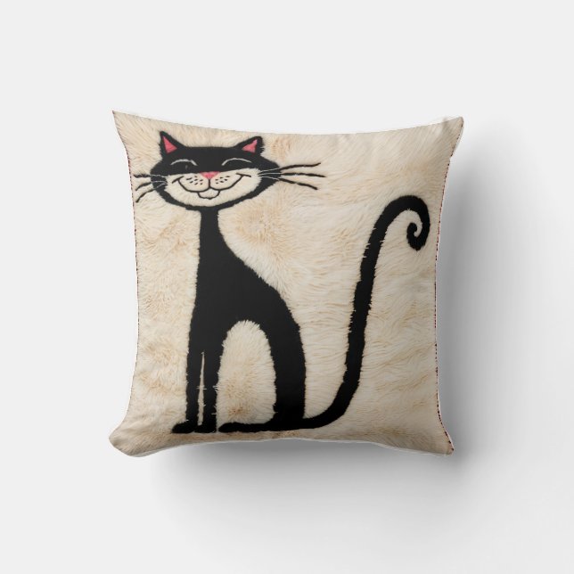 Almofada Cushiings Persas de Gato Negro e Branco (Frente)