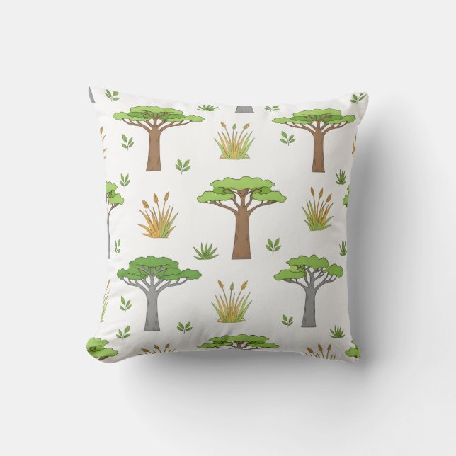 Almofada Cushion Africano Savanna Trees and Grasslands (Frente)
