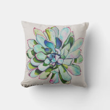 Cushion Azul Cactus e Rosa