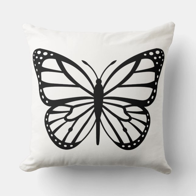 Almofada Cushion - Borboleta Preta e Branca (Frente)
