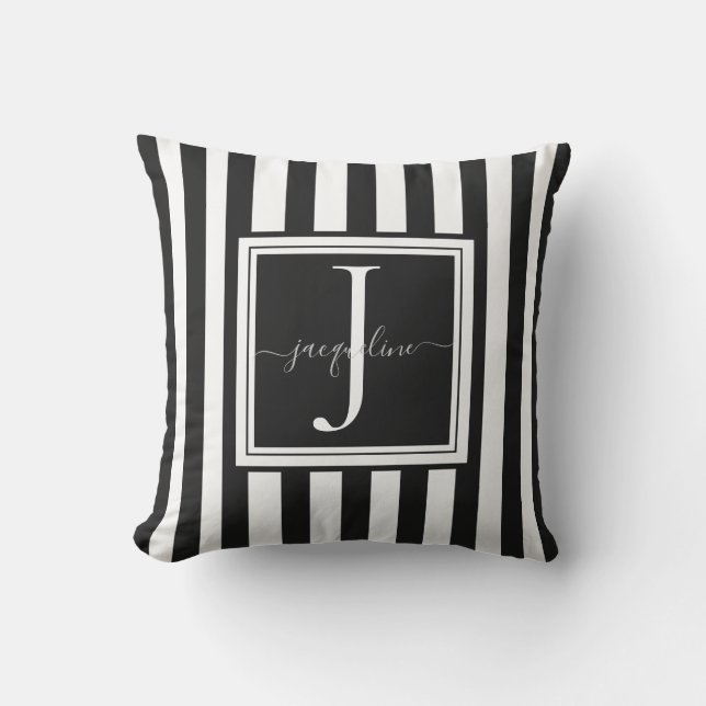 Almofada Cushion branco e preto monograma (Frente)