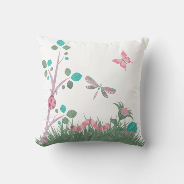 Almofada CUSHION Branco Insetos de Madeira de Quadro Chalkb (Frente)