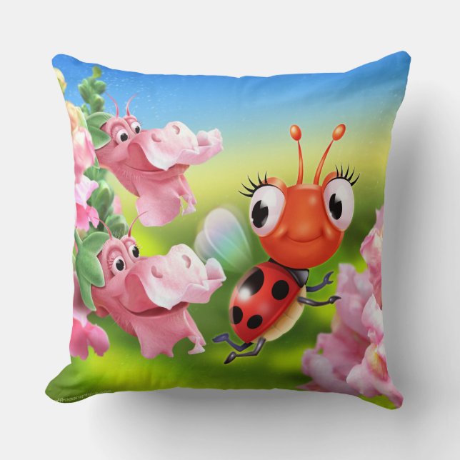 Almofada Cushion com Damybug fofo e Dragões de Snap amigáve (Frente)
