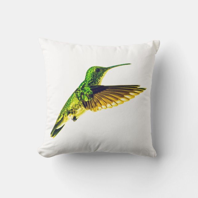 Almofada Cushion com Emerald hummingbird de barriga plana (Frente)