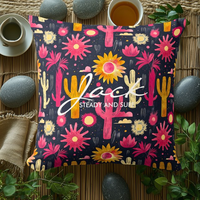 Almofada Cushion com tema Cactus com cores vibrantes (Criador carregado)