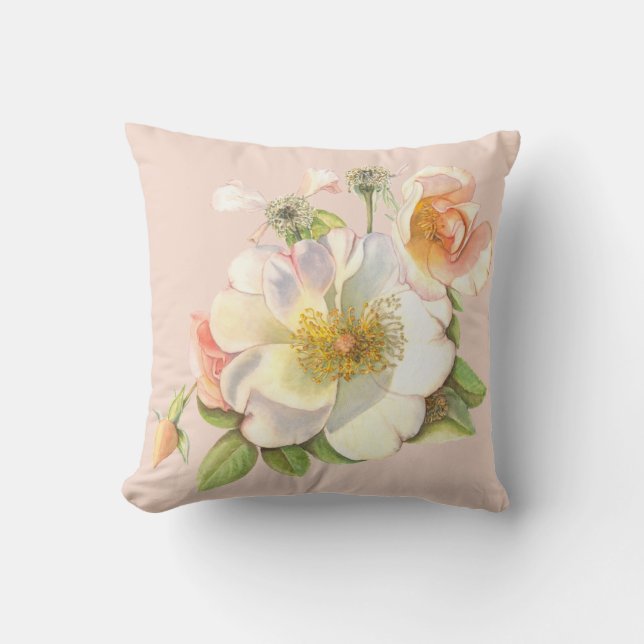 Almofada Cushion - Creme Floral Rosa Design (Frente)