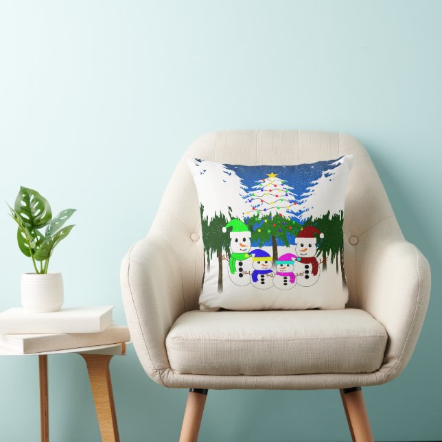 Almofada Cushion da Família Snowman de Natal (Cadeira)