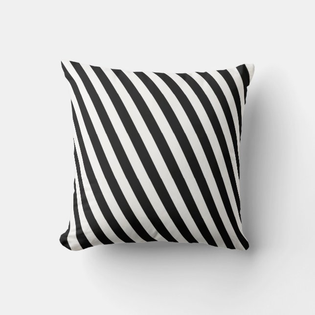 Almofada Cushion De Bandas Pretas E Brancas (Frente)