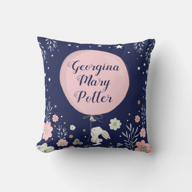 Almofada Cushion de Enfermeiro de Coelho Floral Rosa (Frente)