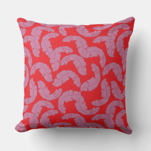 Almofada Cushion de Folha Rosa Tropical - Travesseiro Verme