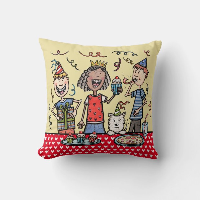 Almofada Cushion de Ilustração de Festas para Crianças (Frente)