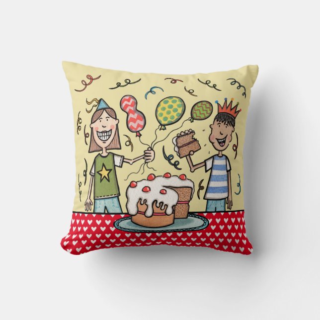 Almofada Cushion de Ilustração de Festas para Crianças (Frente)